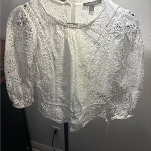 Banana Republic White Eyelet Blouse